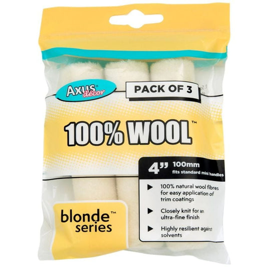 Axus Blonde 4" Mini Roller 100% Natural Wool Pack of 3