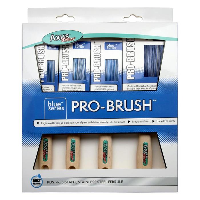 Axus Blue Pro Brush Synthetic Bristle Pack of 4