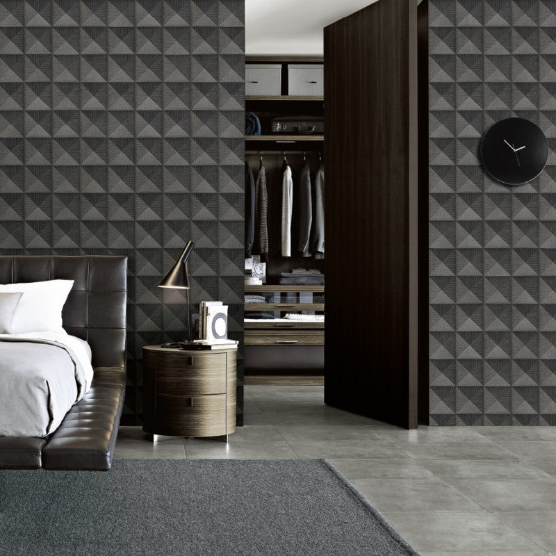 3D Textured Geo Wallpaper Black