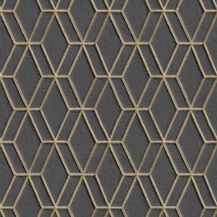 Embroidery Stitch Diamond Black and Gold Wallpaper