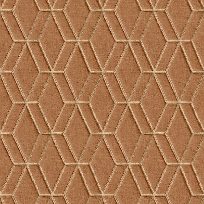 Embroidery Stitch Diamond Burnt Orange Wallpaper