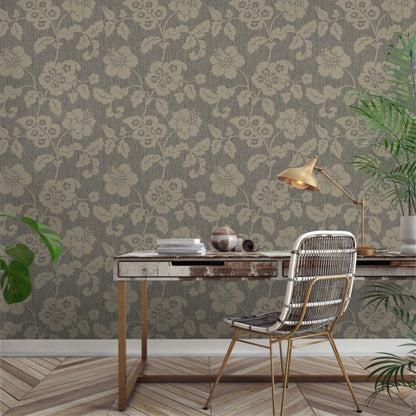 Chambray Trail Floral Leaf Wallpaper