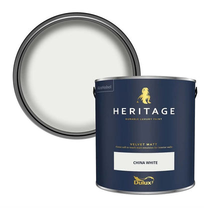 Tin and swatch image of Dulux Heritage China White