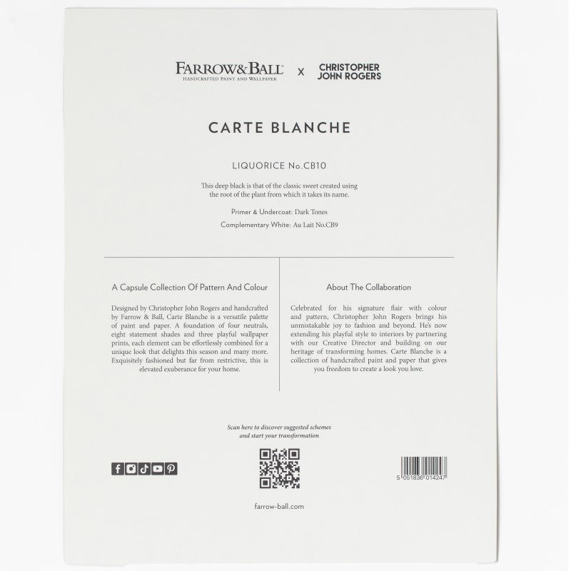 Farrow & Ball Carte Blanche Paint Sample Swatch - Liquorice