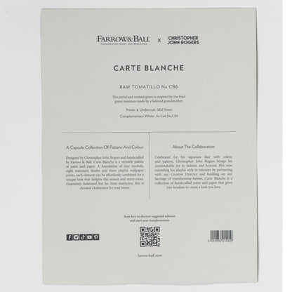 Farrow & Ball Carte Blanche Paint Sample Swatch - Raw Tomatillo