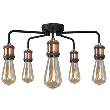 Pagazzi Clark 5 Light Semi Flush Ceiling Light Copper & Black