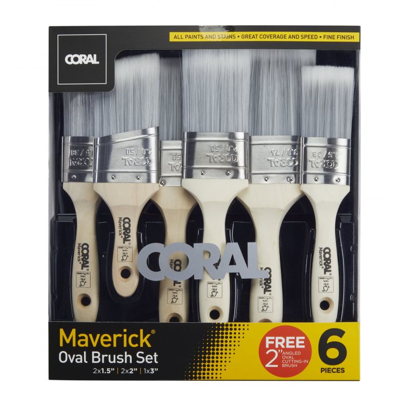 Coral Maverick Oval Paint Brush Set - Pack of 6