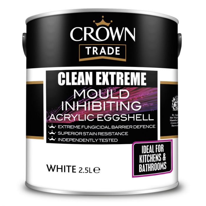 Crown Trade Clean Extreme Mould Inhibiting Acrylic Eggshell - White