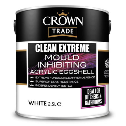 Crown Trade Clean Extreme Mould Inhibiting Acrylic Eggshell - White