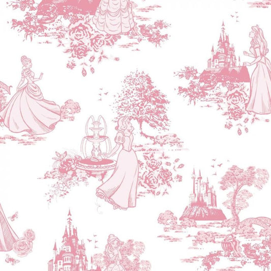 Disney Princess Toile Pink Wallpaper