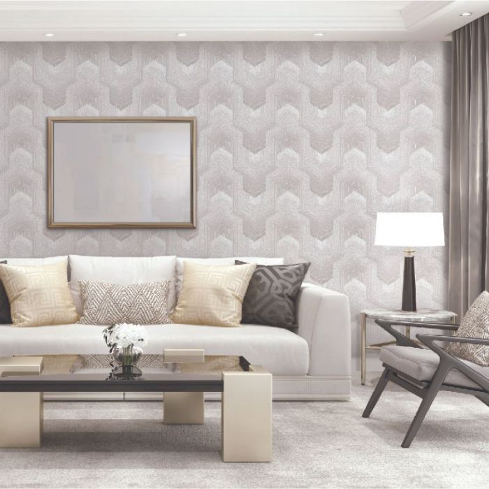 Polygonal Dream Geometric Wallpaper - Pale Silver