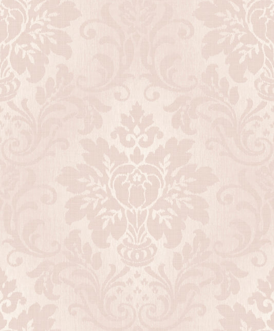 Fabric Damask Glitter Wallpaper Blush