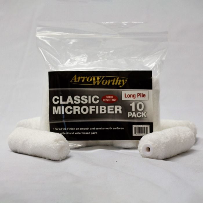 Arroworthy Classic Microfiber 4" 9/16" Mini Rod Style Roller Sleeve Long Pile (Pack of 10)
