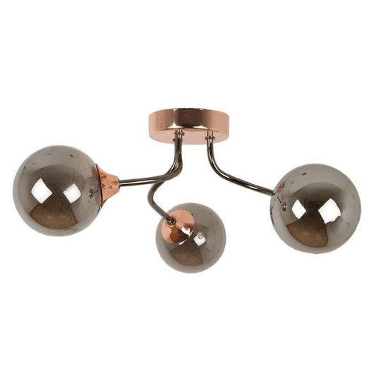 Pagazzi Jonsey 3 Light Semi Flush Ceiling Light Copper