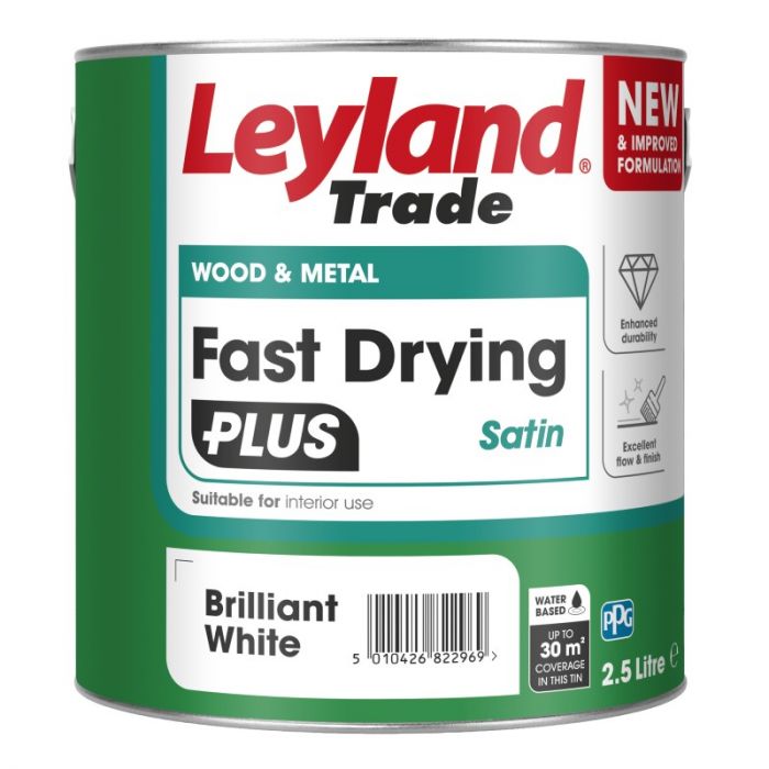 Leyland Trade Fast Drying PLUS Satin - Brilliant White