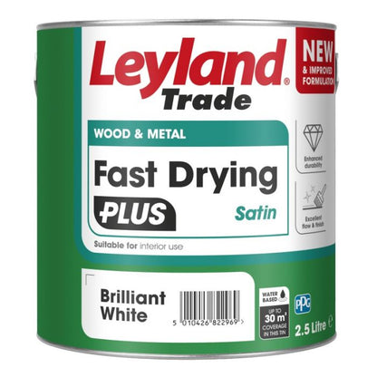 Leyland Trade Fast Drying PLUS Satin - Brilliant White