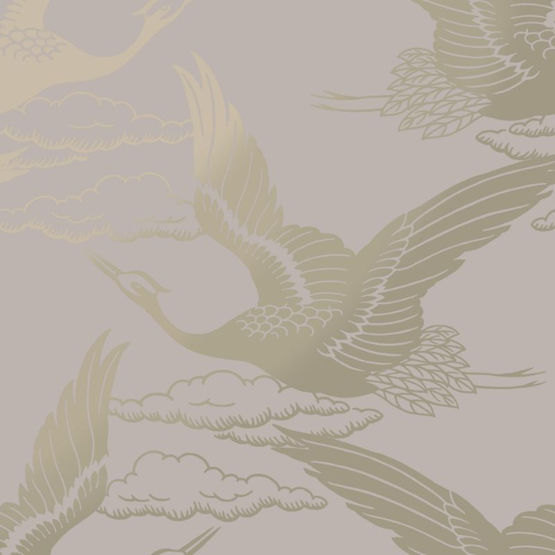 Metallic Oriental Crane Wallpaper