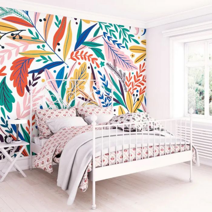 Origin Patterned Leaves Wall Mural Multi Bright