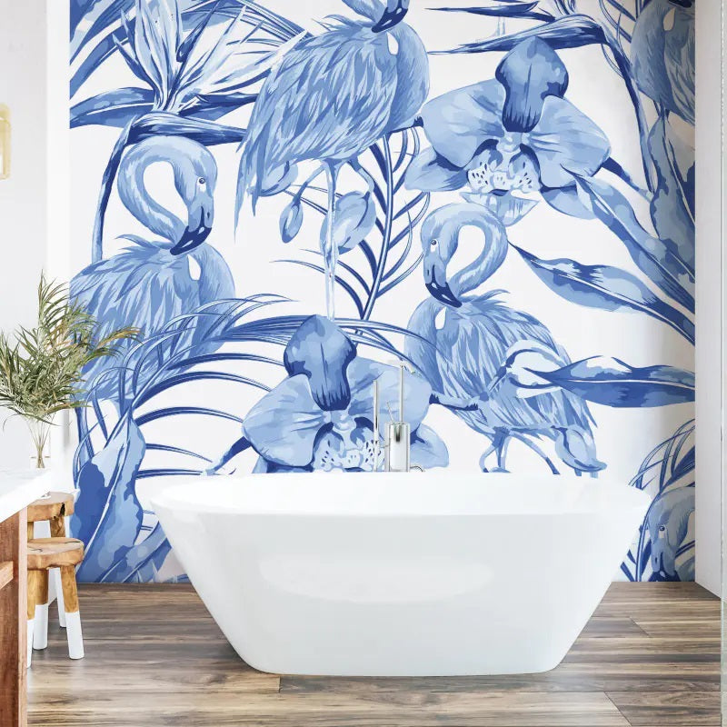 Origin Paradise Flamingo Wall Mural Cobalt