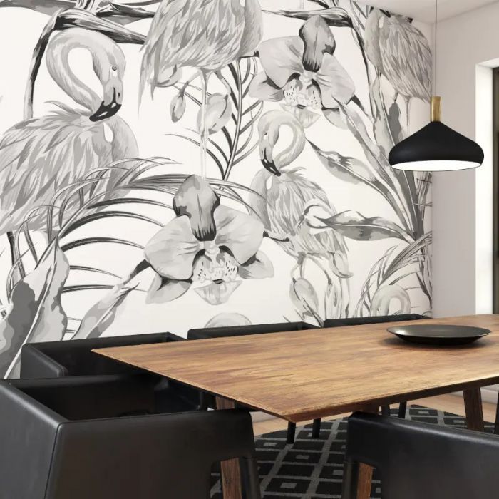 Origin Paradise Flamingo Wall Mural Noir