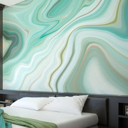 Origin Marbled Ink Wall Mural Emerald