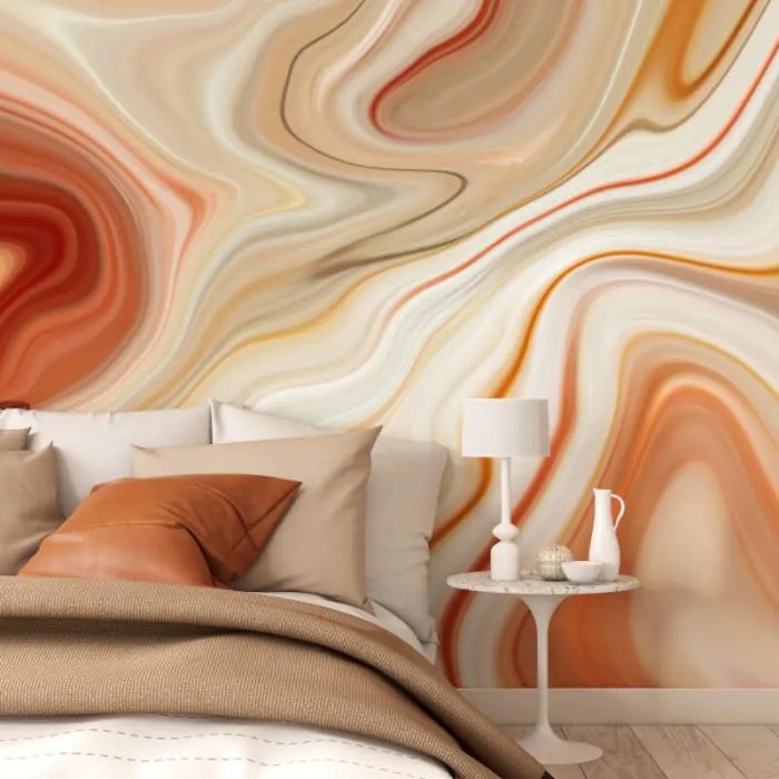 Origin Marbled Ink Wall Mural Cinnamon