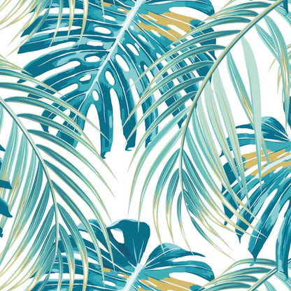 Origin Tropical Leaves Wall Mural Teal