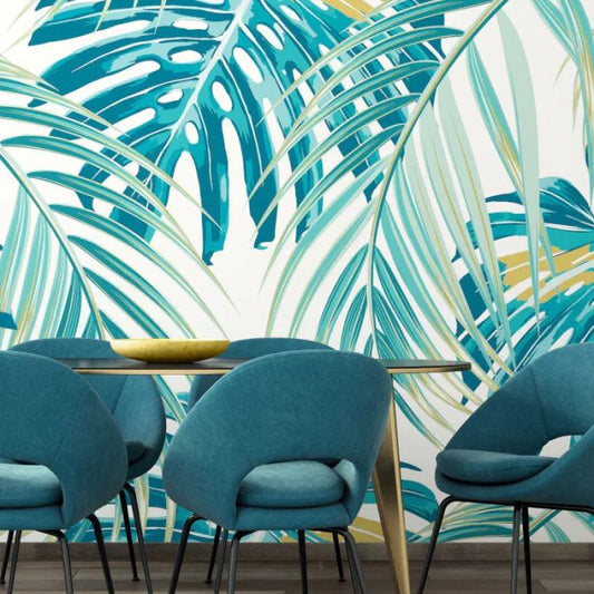 Origin Tropical Leaves Wall Mural Teal