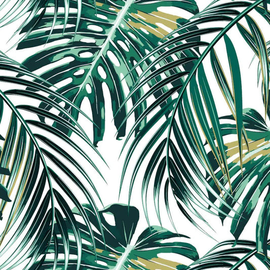 Origin Tropical Leaves Wall Mural Emerald