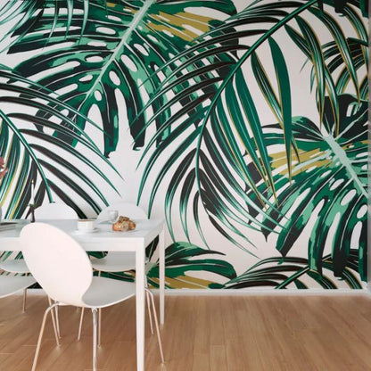 Origin Tropical Leaves Wall Mural Emerald