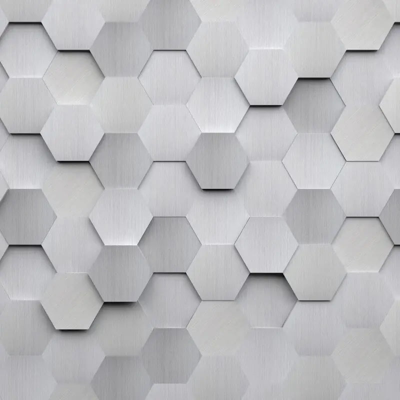 Origin Metal Hexagons Wall Mural Silver