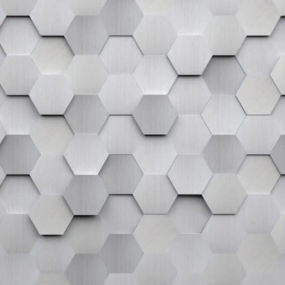 Origin Metal Hexagons Wall Mural Silver