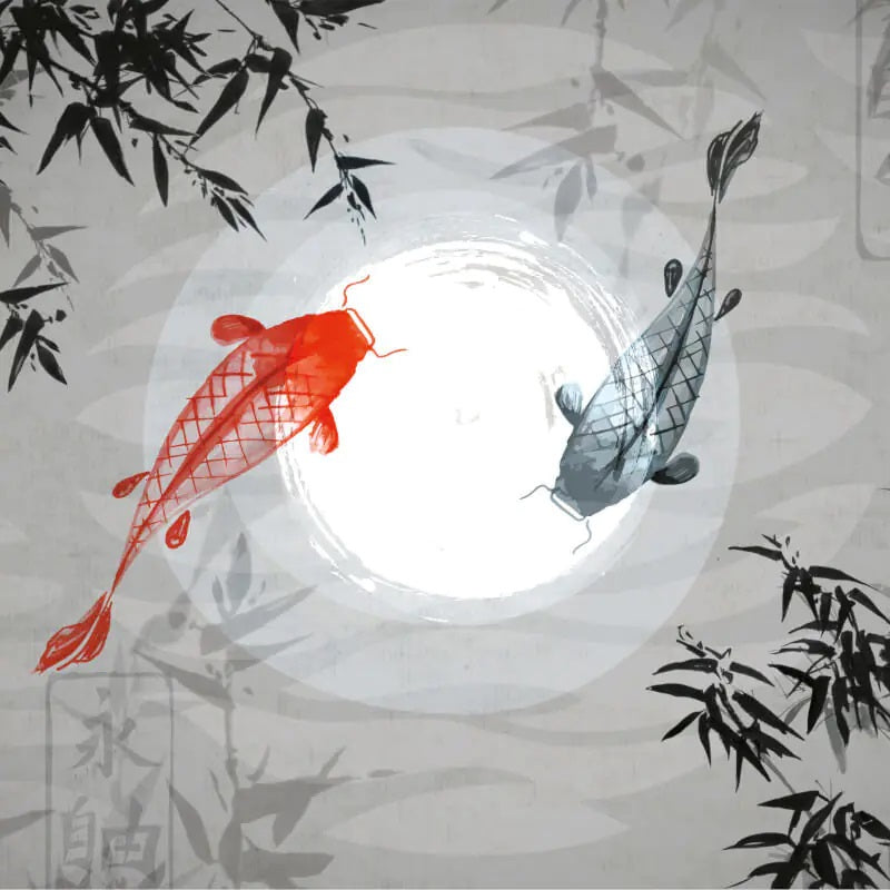 Origin Watercolour KOI Wall Mural Graphite