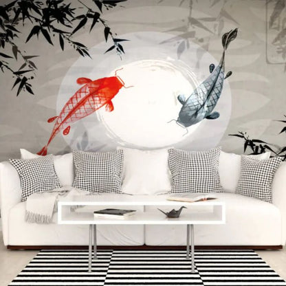 Origin Watercolour KOI Wall Mural Graphite