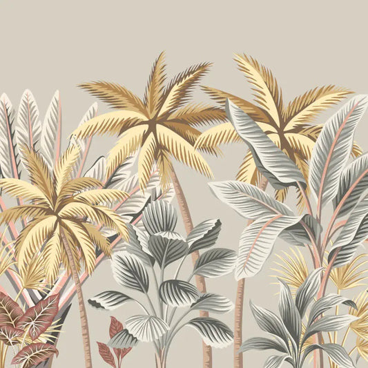 Origin Tropical Palm Trees Wall Mural Grey