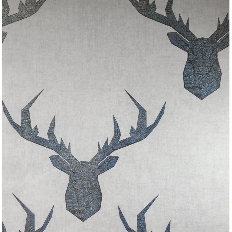 Geometric Stag Head Glitter Wallpaper