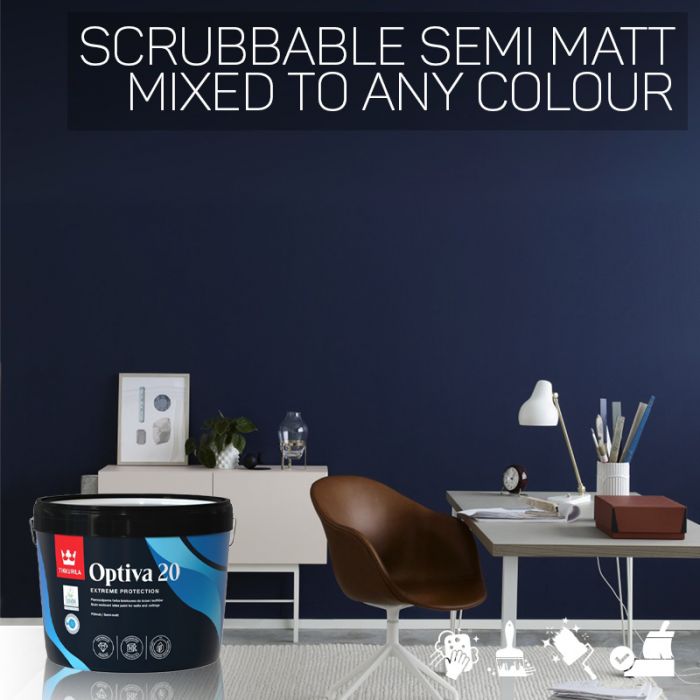 Tikkurila Optiva 20 Scrubbable Semi Matt for Walls & Ceilings - Colour Match