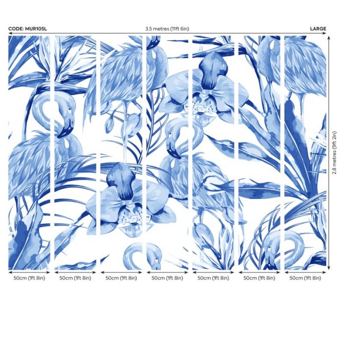 Origin Paradise Flamingo Wall Mural Cobalt