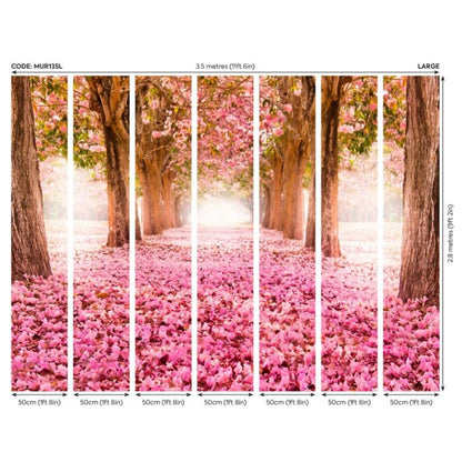 Origin Blossom Trees Wall Mural Rose Pink