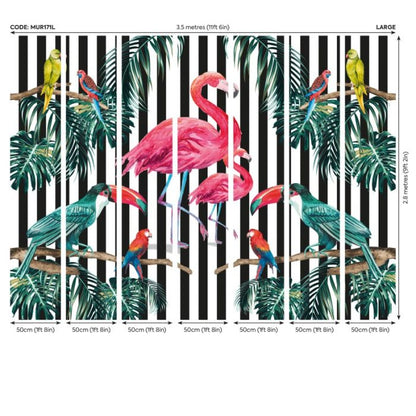 Origin Flamingo Stripe Wall Mural Multi