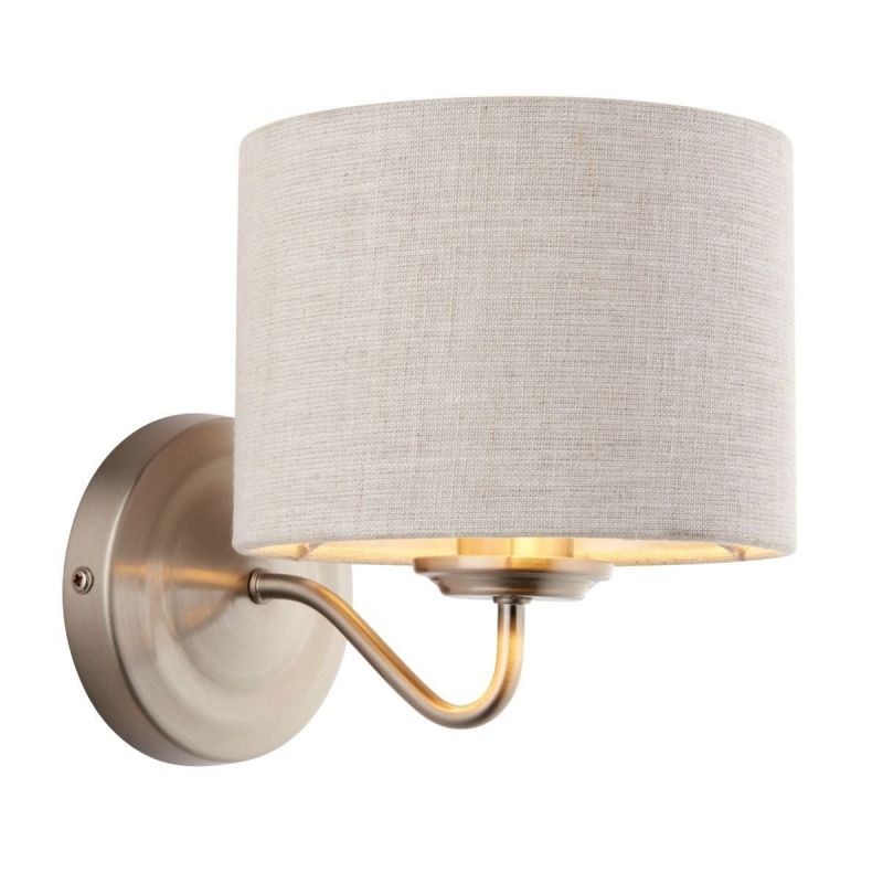 Pagazzi Cordale Wall Light Brushed Nickle and Linen