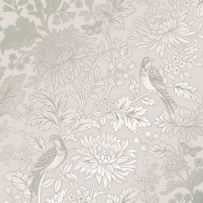 Vintage Metallic Floral & Birds Wallpaper