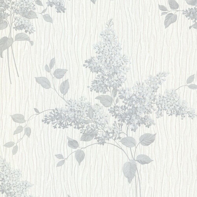 Tiffany Fiore Printed Textured Wallpaper - Fiore Soft Silver