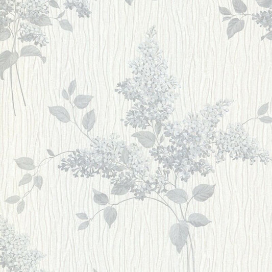 Tiffany Fiore Printed Textured Wallpaper - Fiore Soft Silver