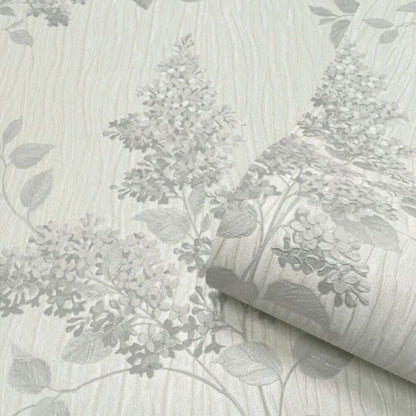 Tiffany Fiore Printed Textured Wallpaper - Fiore Soft Silver