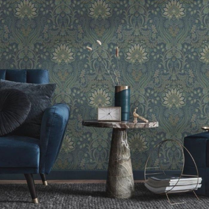 Tahini Glass Bead Paisley Wallpaper