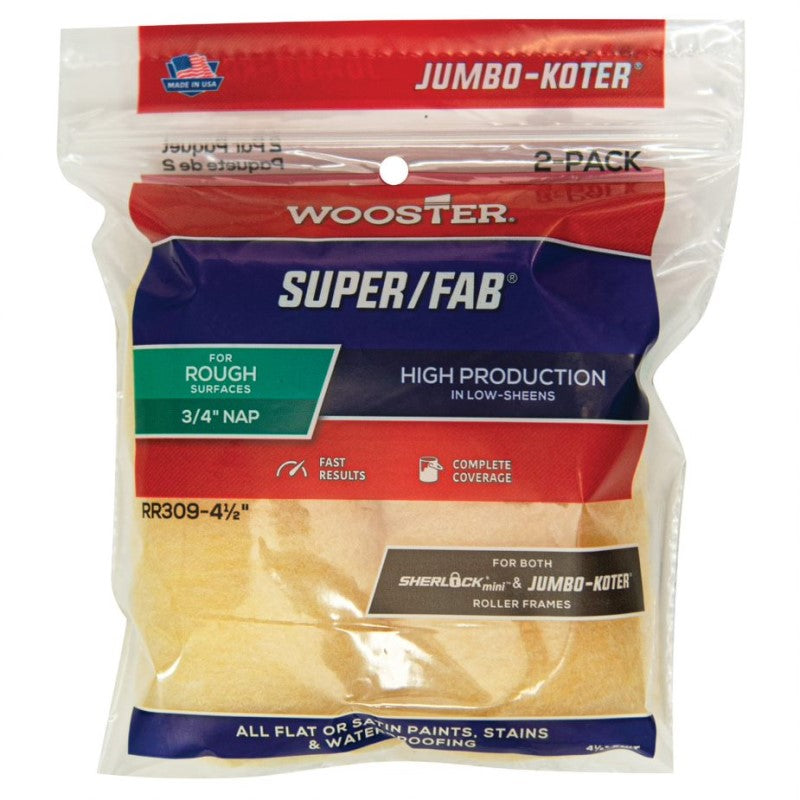 Wooster Jumbo-Koter Super/Fab 3/4" Nap 4.5 inch Roller Sleeve - 2 Pack