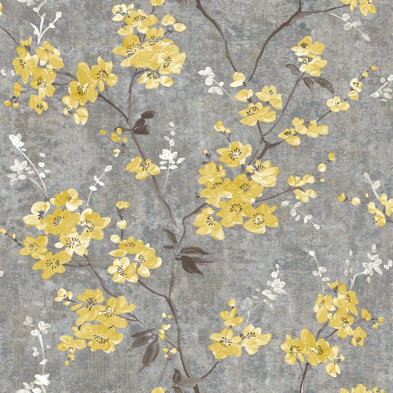 Paul Moneypenny Athene Blossom Wallpaper - Charcoal & Ochre