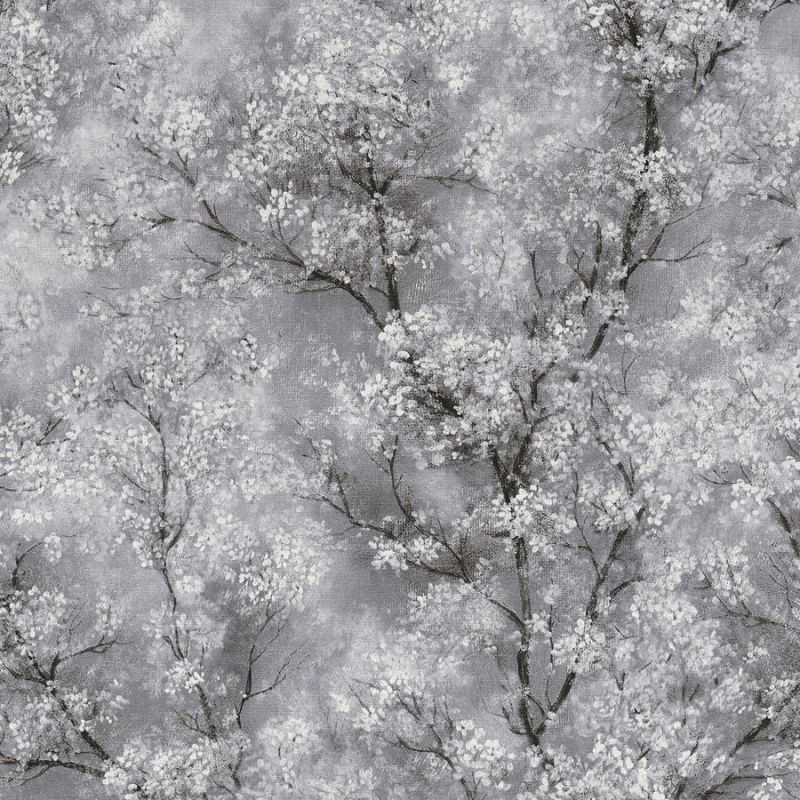 Glitter Tree Blossom Wallpaper Grey