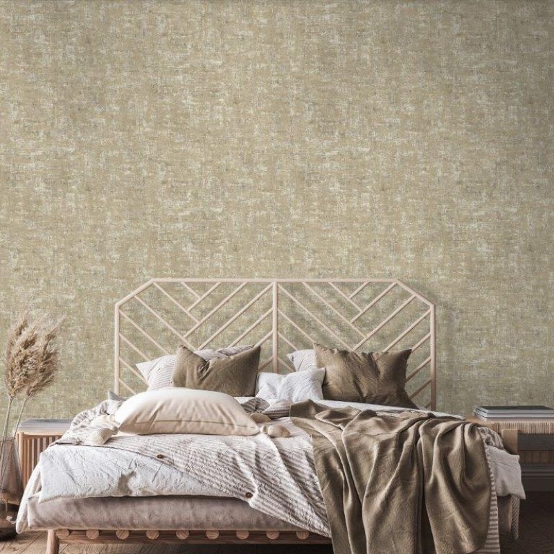 Brindle Glass Bead Texture Wallpaper - Taupe/Gold